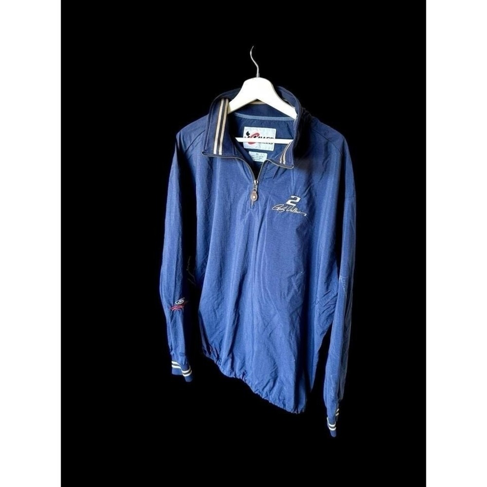 Vintage NASCAR Chase Authentics Rusty Wallace #2  1/4 Zip Navy Pullover XL *flaw